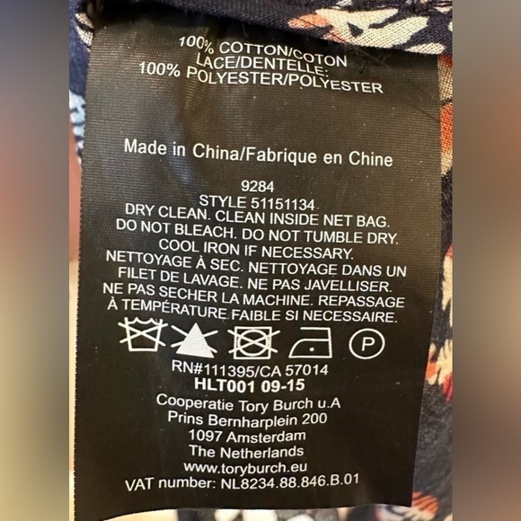 TORY BURCH Navy Fern Crochet Lace Tunic Top, Size 2 - Picture 11 of 12